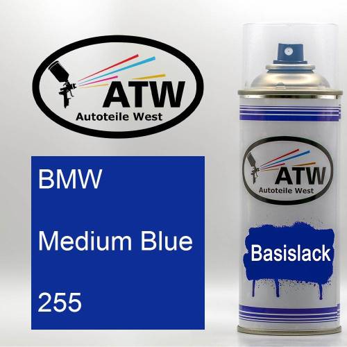 BMW, Medium Blue, 255: 400ml Sprühdose, von ATW Autoteile West.